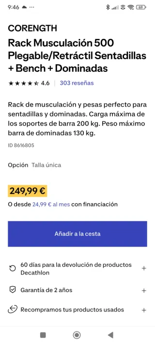 Rack Musculación Plegable CORENGTH 500