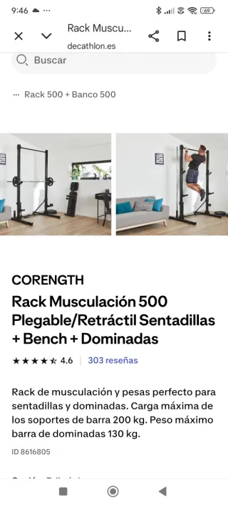 Rack Musculación Plegable CORENGTH 500