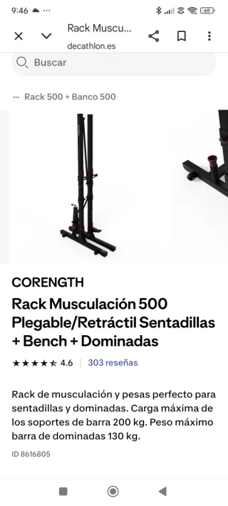 Rack Musculación Plegable CORENGTH 500