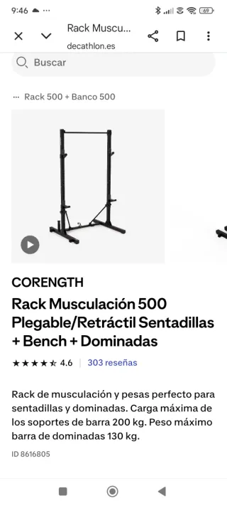 Rack Musculación Plegable CORENGTH 500