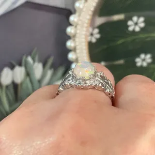 Anillo Ópalo Blanco Natural