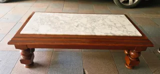 Mesa auxiliar vintage mármol y madera