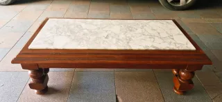 Mesa auxiliar vintage mármol y madera