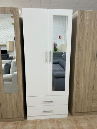 Armario Ropero 2 puertas con espejo y cajones