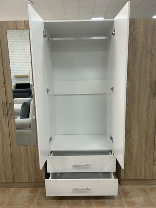 Armario Ropero 2 puertas con espejo y cajones