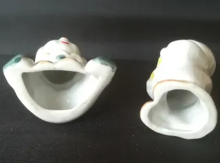 2 Figure di Bambole Clown in Ceramica