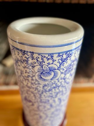 Paragüero Cerámica Azul y Blanco