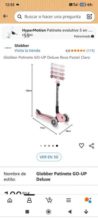 Patinete evolutivo Globber rosa