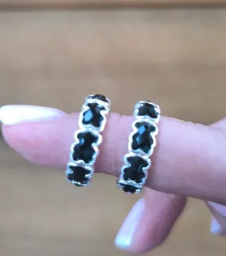 Pendientes Tous Oso Onix y Plata