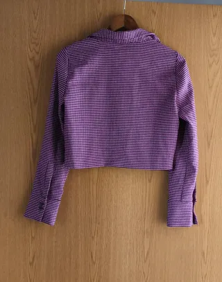 Jersey Zara estampado cuadros morado Talla L