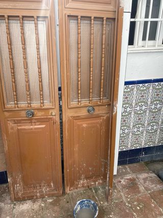 Puerta doble entrada hierro con cristal 135x210