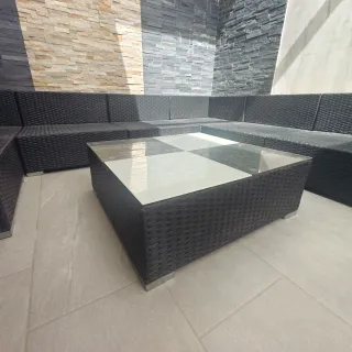 Conjunto de jardín ratán y cristal