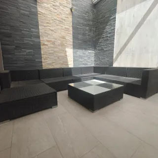 Conjunto de jardín ratán y cristal