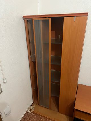 Mueble TV + vitrina modular de madera – conjunto