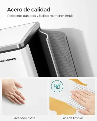 Papelera, Cubo basura 54L 3 pedal SONGMICS LTB54WT
