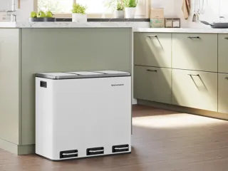 Papelera, Cubo basura 54L 3 pedal SONGMICS LTB54WT