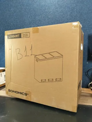 Papelera, Cubo basura 54L 3 pedal SONGMICS LTB54WT