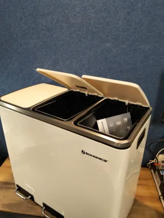 Papelera, Cubo basura 54L 3 pedal SONGMICS LTB54WT