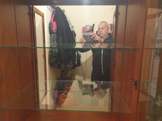 Mueble Vitrina Almacenamiento Madera y Cristal