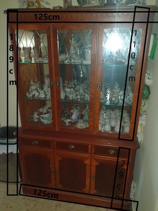 Mueble Vitrina Almacenamiento Madera y Cristal