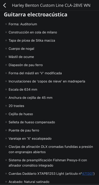 Guitarra Acústica Harley Benton CLA-28VE