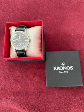 Reloj Kronos Cronógrafo Negro y Plateado