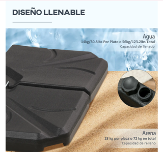 Base Sombrilla 4 Piezas Rellenable