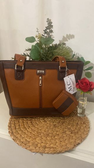 2 Bolsos Piel Mujer Negro y Marrón