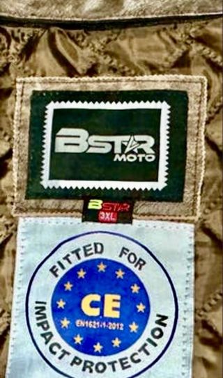 Chaqueta de cuero marrón con parches BSTAR Moto