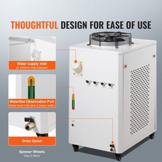 Enfriador de Agua Industrial, CW6000, Sistema de Enfriamiento de Agua Industrial de 1500W con Compresor, Capacidad del Tanque de Agua de 15L, Tasa de Flujo Máxima de 65 L/min, para Máquina de Grab...