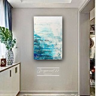 Cuadro moderno abstracto azul y blanco