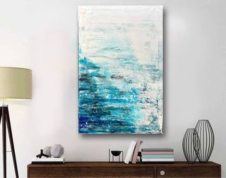 Cuadro moderno abstracto azul y blanco