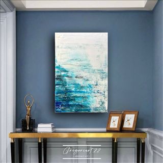 Cuadro moderno abstracto azul y blanco