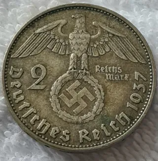 Moneta 2 Reichsmark 1937 D Argento
