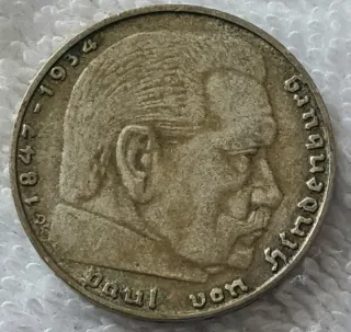 Moneta 2 Reichsmark 1937 D Argento