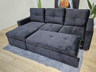 Sofá Cama Chaiselongue Negro 215cm