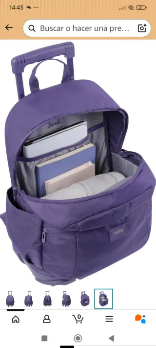 Mochila con ruedas morada TOTTO
