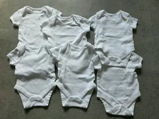 Set 6 Body Neonato Manica Corta Bianco