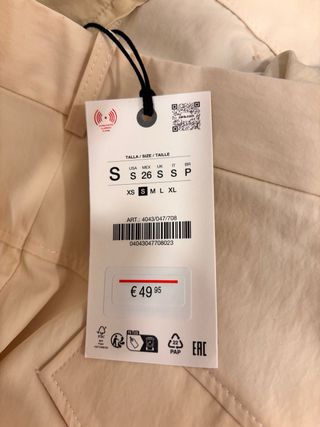 Pantalón Zara Beige Talla S