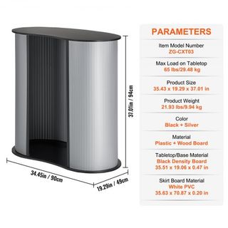 Mesa Podio Portátil para Feria, 90 × 49 × 94 cm, Mostrador de Exhibición, Stand de Feria con Pared, Mesa de Promoción Plegable, Mostrador Pop Up con Bolsa de Transporte