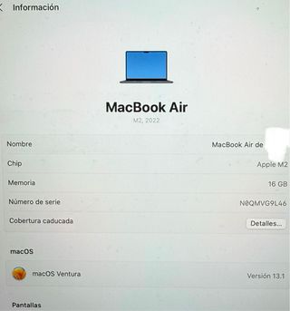 MacBook Air M2 16GB Azul Marino