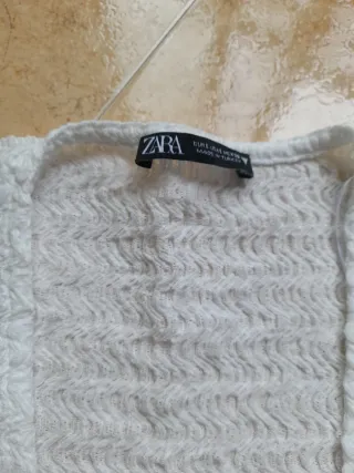 Camiseta Zara Blanca Manga Corta