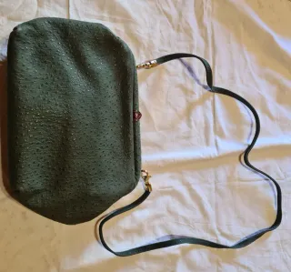 Borsa Mazzini pelle verde con dettagli oro