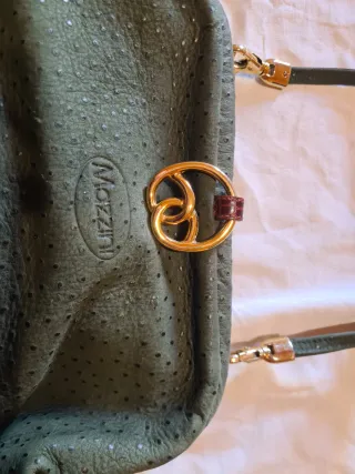 Borsa Mazzini pelle verde con dettagli oro