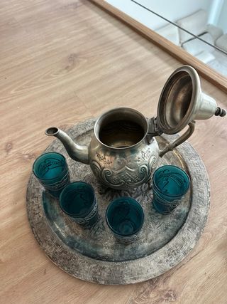 Juego Tetera Bandeja Vasos Boho Etnico