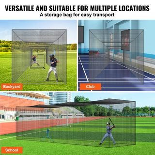 Red de Bateo de Béisbol, Red de Entrenamiento Profesional de Béisbol y Softbol, Red de Jaula de Lanzamiento Portátil para Práctica con Puerta y Bolsa de Transporte, Red de PE Enclosed de Alta Resi...