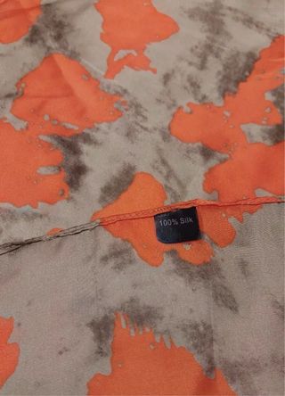 Pañuelo 100% Seda 88x88cm Naranja Beige