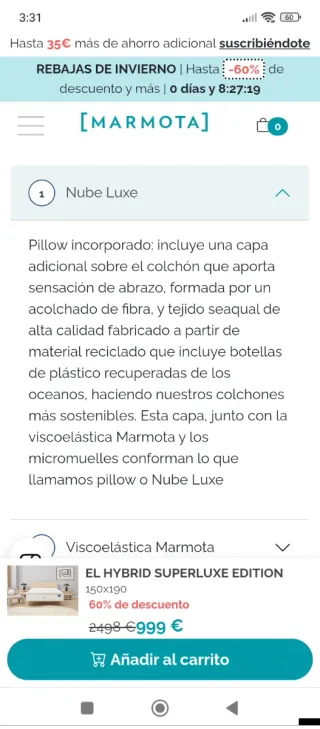 150x190 MARMOTA HYBRID SUPERLUXE EDITION MUELLES E