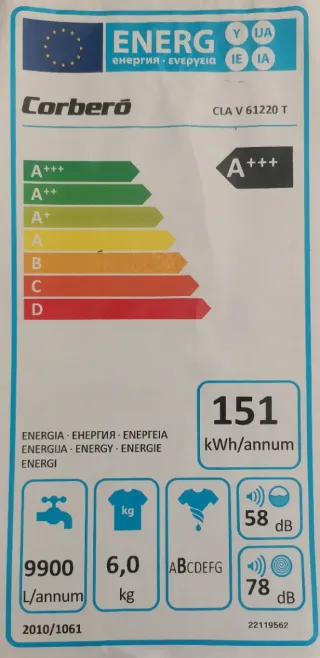 Lavadora Corberó 6 kg. En buen estado