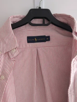 Camisa Polo Ralph Lauren Rayas Rosas Talla L